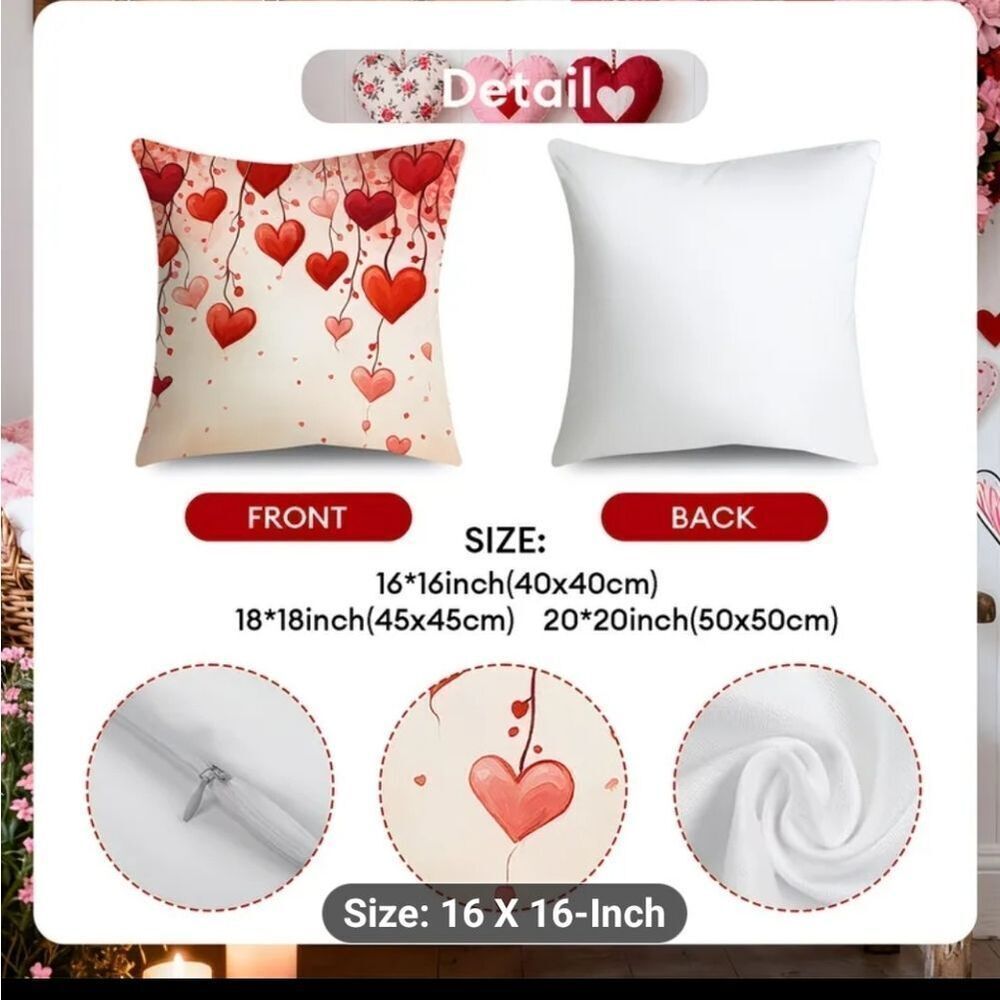 Romantic Heart Pattern Pillow Covers - Picture 2 of 4
